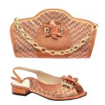 Latest fashion good quality high heels sandals and purses bag set Italian bag to
