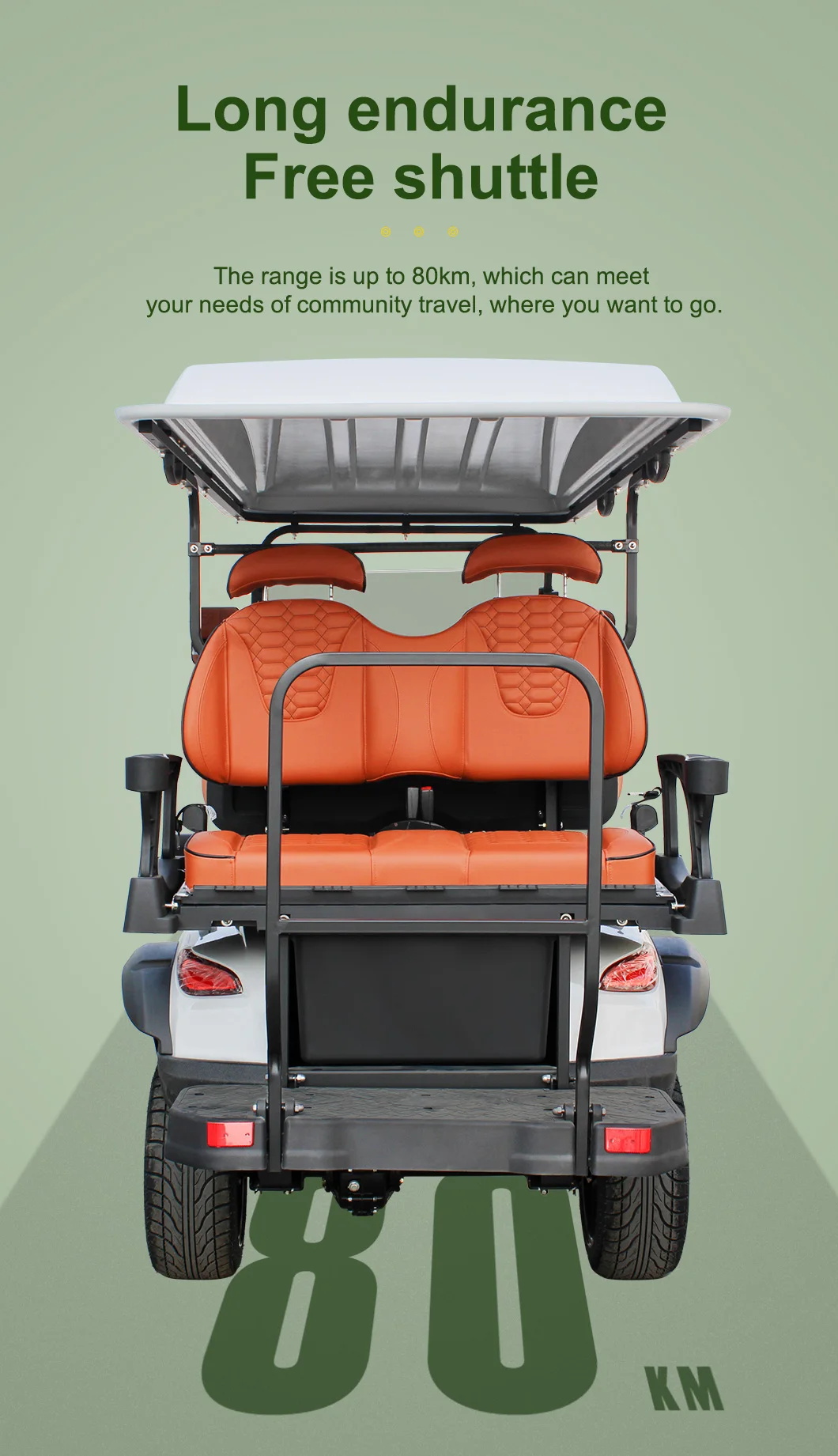 Off Road Club Car with Rear Hub Motor 6 Passenger 5KW Electric Hunting Golf Cart