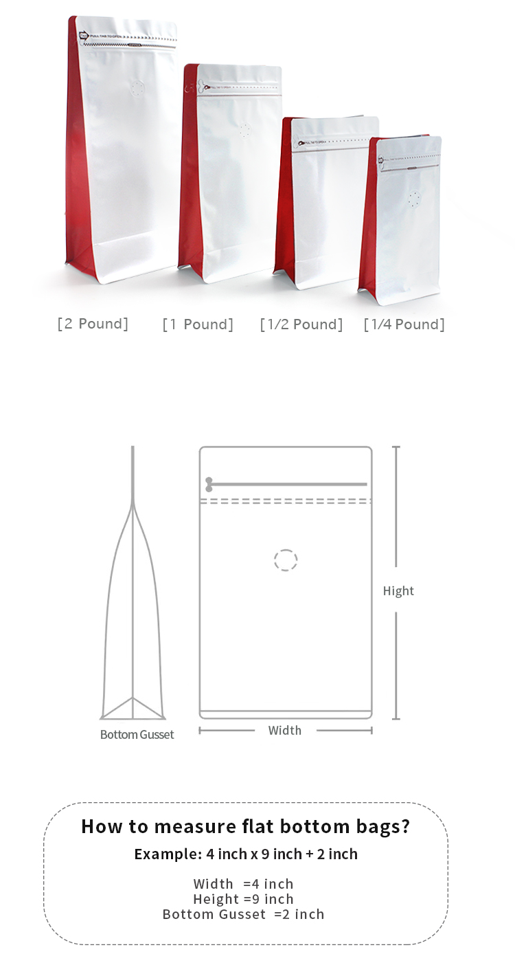 Flat Bottom VMPET Aluminum Coffee Bags 250g BOPP Zip Lock Pouch For Food