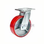 6 Inch Red Caster Polyurethane PU Wheels , Heavy Duty Swivel Casters