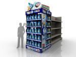 Curved Shelf Sustainable End Cap Shelving For Promoting Laundry Detergent