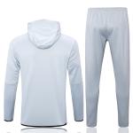 Grey Football Training Tracksuit Long Drawstring Hooded