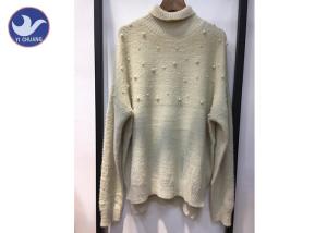 Quality Turtle Neck Pearl Studs Womens Knit Pullover Sweater Long Sleeves High Collar wholesale