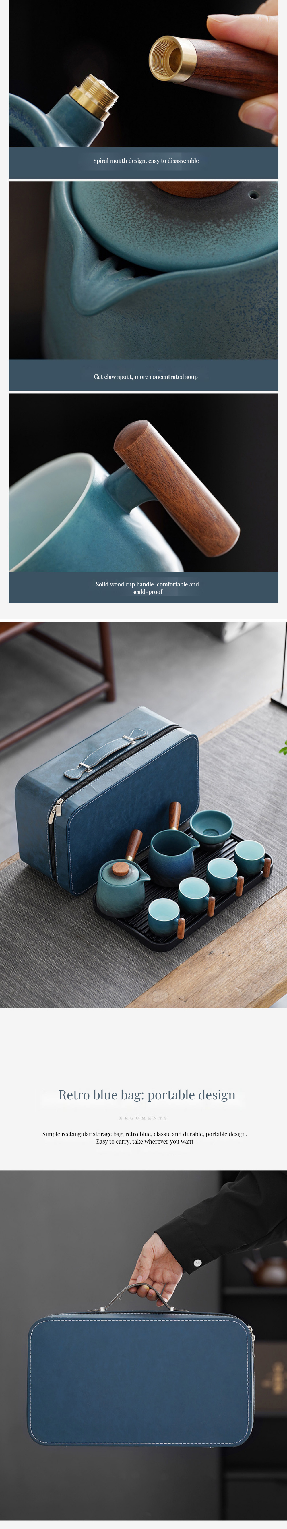 Traditional Style Portable Ceramic Kung Fu Tea Set for Office and Home Capacity 300ml