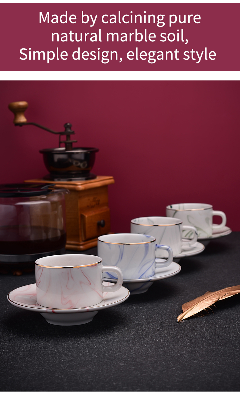 80ml Set Of 6 Nordic Marble Coffee Mugs Ceramic Tea Cups