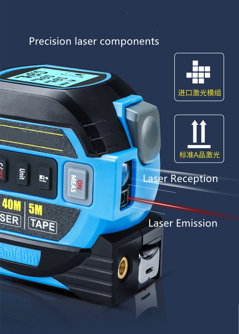 High Precision 3-In-1 Laser Tape Measure Intelligent Tape Measure 40m