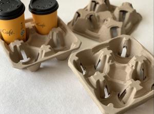 Quality Eco Friendly Dry Press Molded Pulp Cup Holders Carriers 4 Cup Recyclable wholesale