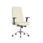 28KG Leather Office Swivel Chairs PU Armrest Convertible White Leather Executive