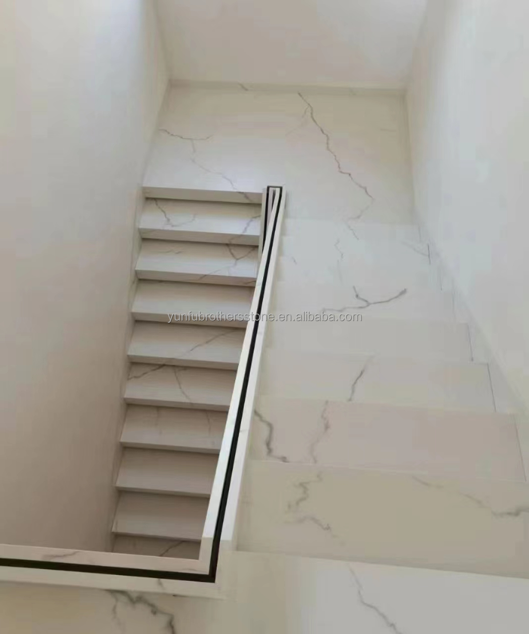 Modern Design Style Straight Stair Customized Luxury Artificial Marble Staircase
