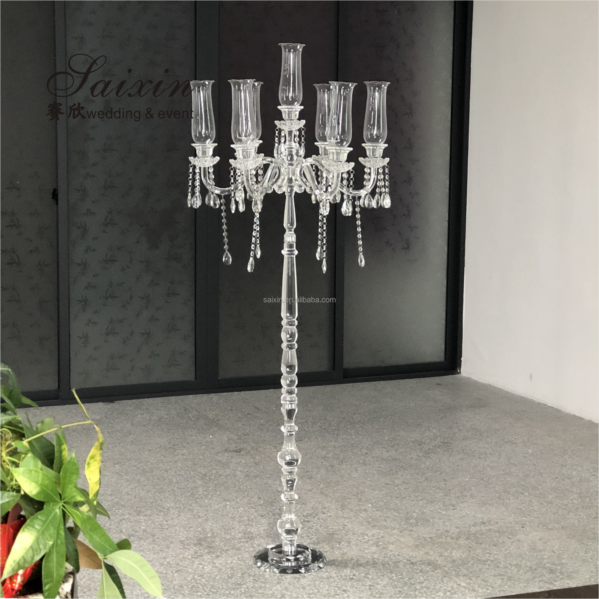 ZT-292 hot sale tall floor standing decoration crystal candelabras for weddings