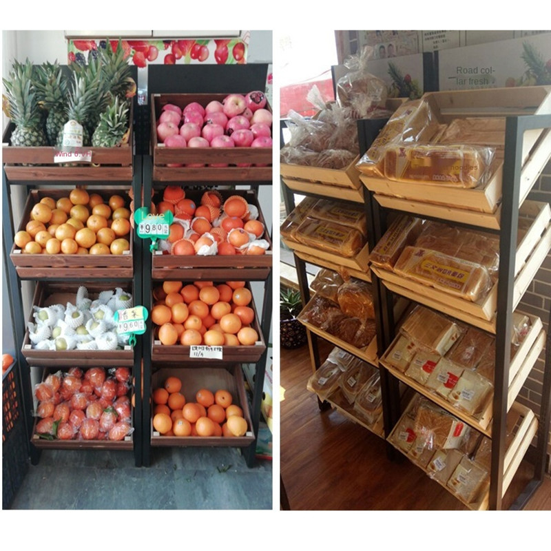 520MM 350MM Wooden Vegetable Display Rack And Fruit Display Stand 80KG