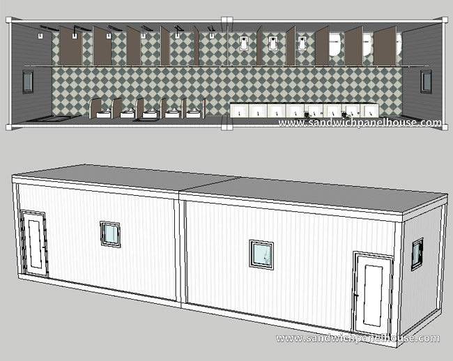 Prefabricated Temporary Toilet Cabin With Bathroom Public Use Eco Friendly