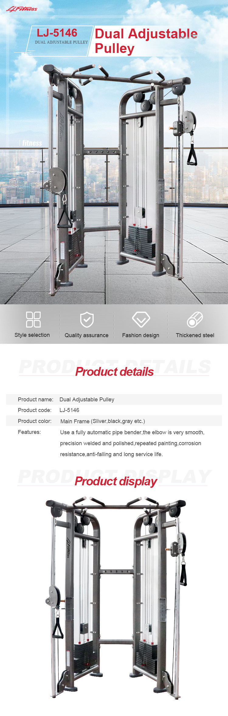 Dual Pulley Cable Training Crossover Commercial Workout Machine