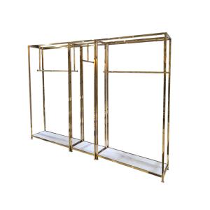 Quality Gold Retail Store Metal Display Fixture Cloth Shop Display Stands Racks Steel wholesale