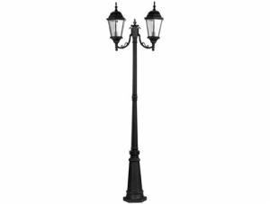 Quality Outdoor Curved Decorative Light Poles Two Head Cast Iron Black Classic Shape wholesale