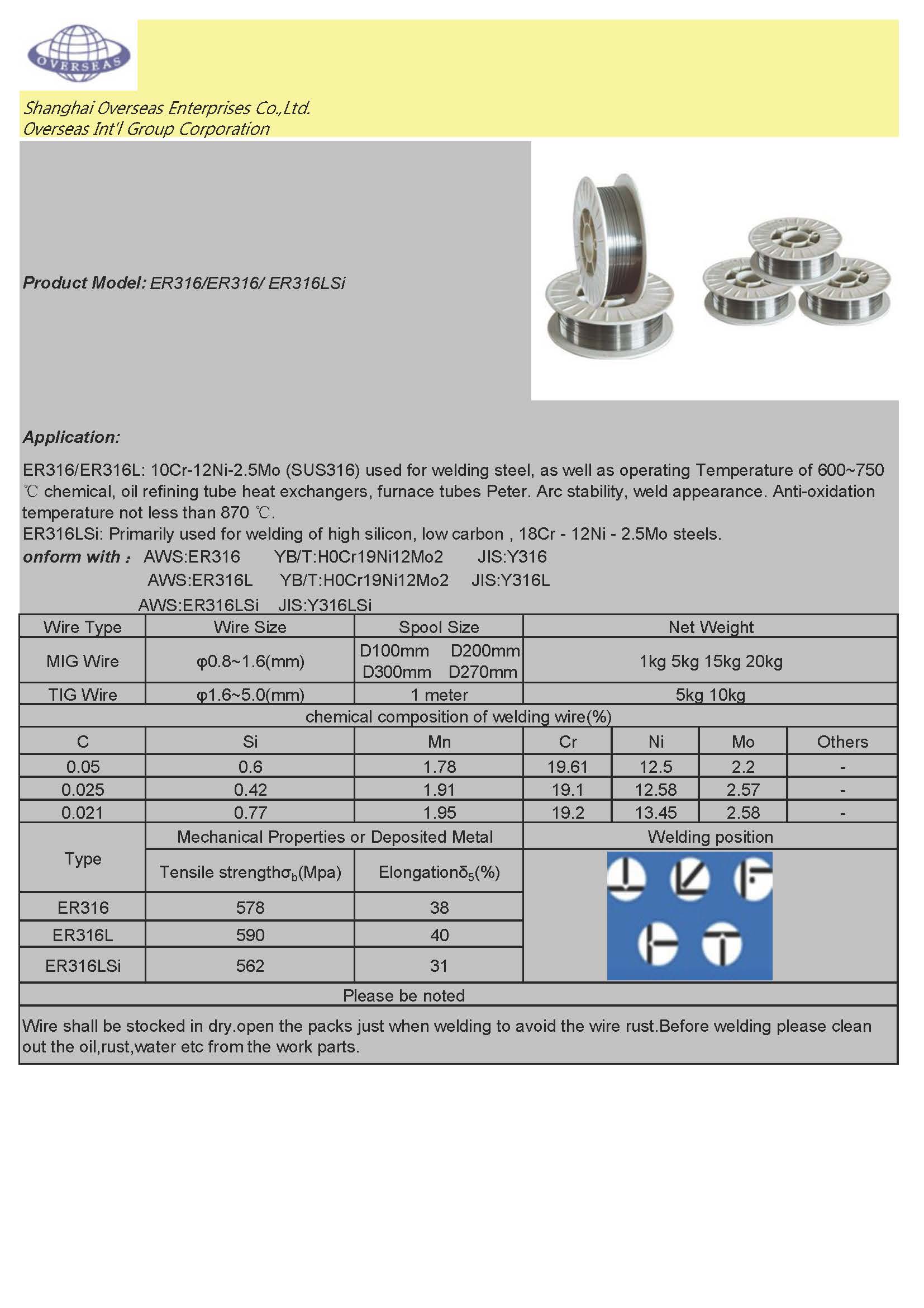 Stainless Steel Tig Welding Rod ER316/ER316L/ER316LSi 3.0mm 5kg/packet