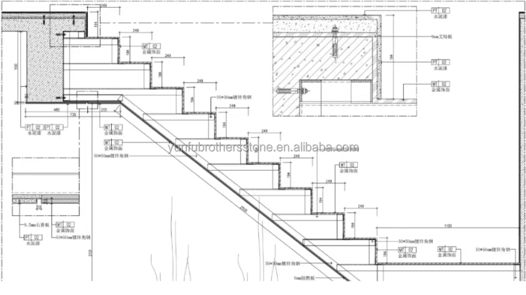 Interior Graphic Design Artificial Stone Steps Tiles for Modern Sintered Staircase