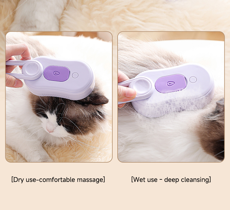 Grooming Steamer Brush Pet Hair Removal Spray Comb 3 In1 Self Cleaning Steam ABS TPR