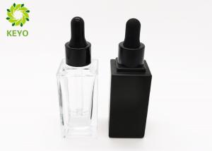 Quality Glass Essential Oil Dropper Bottles , Square Shape 1 OZ Cosmetic Containers wholesale