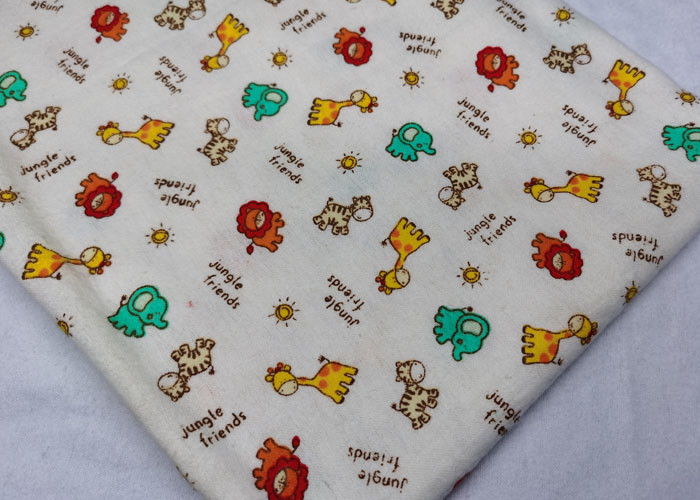White 100% Cotton Flannel Fabric Print For Bedding And Cover