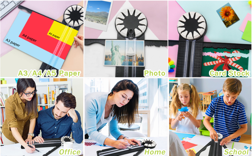 Manual 12 In 1 Mini Paper Trimmer Safe ABS Multifunctional DIY Hand Tool for Kids