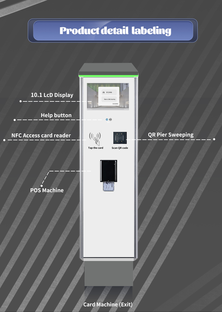 Parking Ticket Kiosk with NFC Card Reader QR Code 10.1-inch Exit Ticket Machine