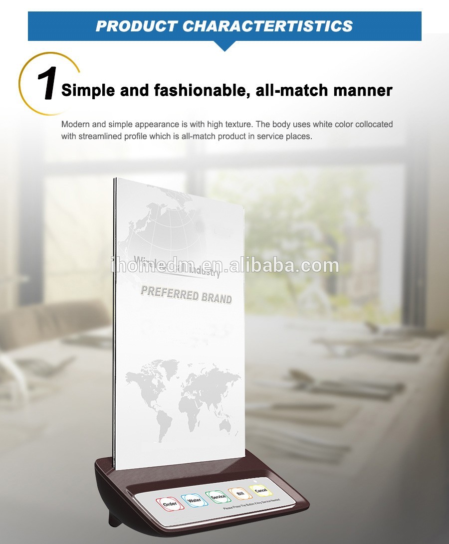 Acrylic board menu holder wireless waiter call button