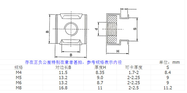 Metric Measurement System Customization 304 Stainless Steel M4 M6 M8 Cage Nuts for Square Nut and U Clip Nut Chrome Plated