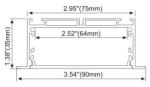 90mm x 35mm Aluminum Profile LED Linear lighting Recessed type with Led Strip