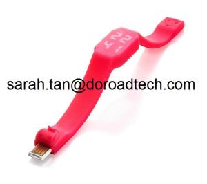 Quality Promotional Gift Silicone Wristband USB Flash Drive with LED Indicating Time wholesale
