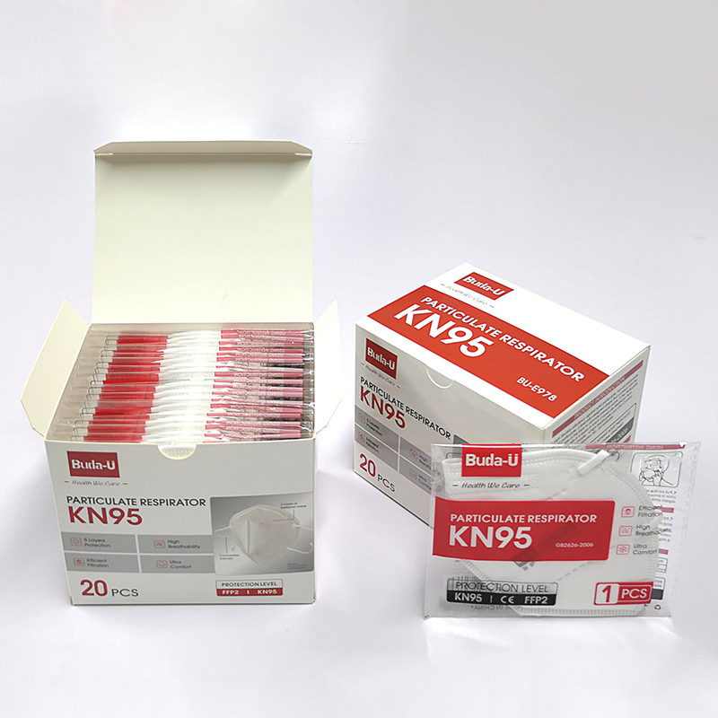 High Filtration Rate KN95 Particulate Respirator Mask 5 Layers With Earloops Embossing