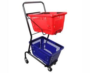 Quality Powder Coated Two Tier Shopping Cart / Double Basket Shopping Cart 50-240L Volume wholesale