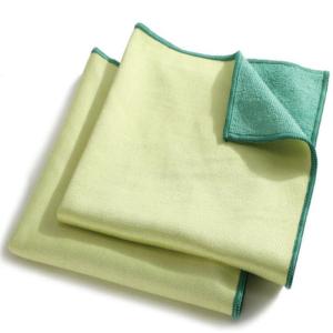 Quality Microfiber Two in One Cloth Green Color Dope-dyed for Cleaning wholesale