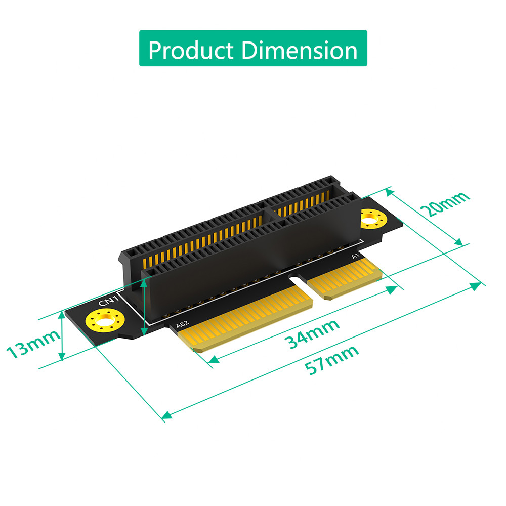 Reverse 90 Degree PCI-E 3.0 4X Slot To X4 Adapter Riser Card For 1U Server Case - Installation Direction Towards CPU