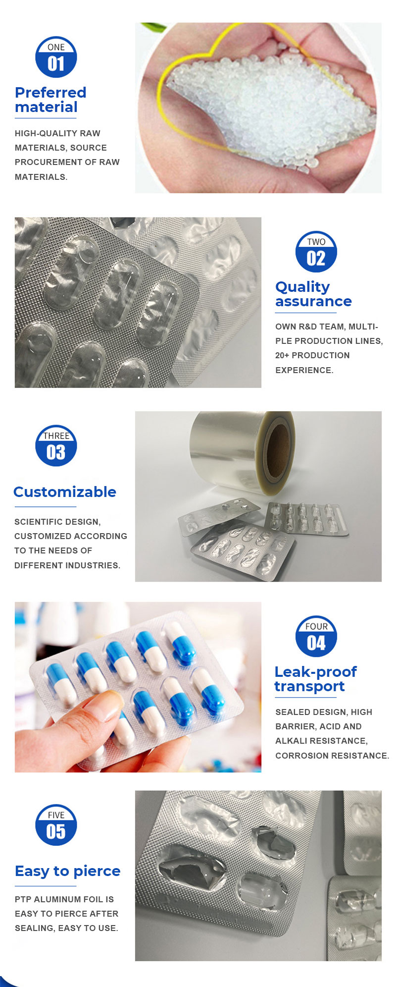 Shrink Capsule Packaging OPA AL PVC Blister Medical Cold Forming Aluminum Foil Matching PTP