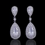 Fashion earring jewelry CZ crystal water drop gold plated tear drop bridal