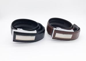 Quality Custom Logo Matte Silver Automatic Buckle Genuine Leather Belts for Men wholesale
