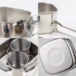 Lightweight Backpacking Outdoor Kitchen Picnic Pot Pan Stainless Steel 6 PCS