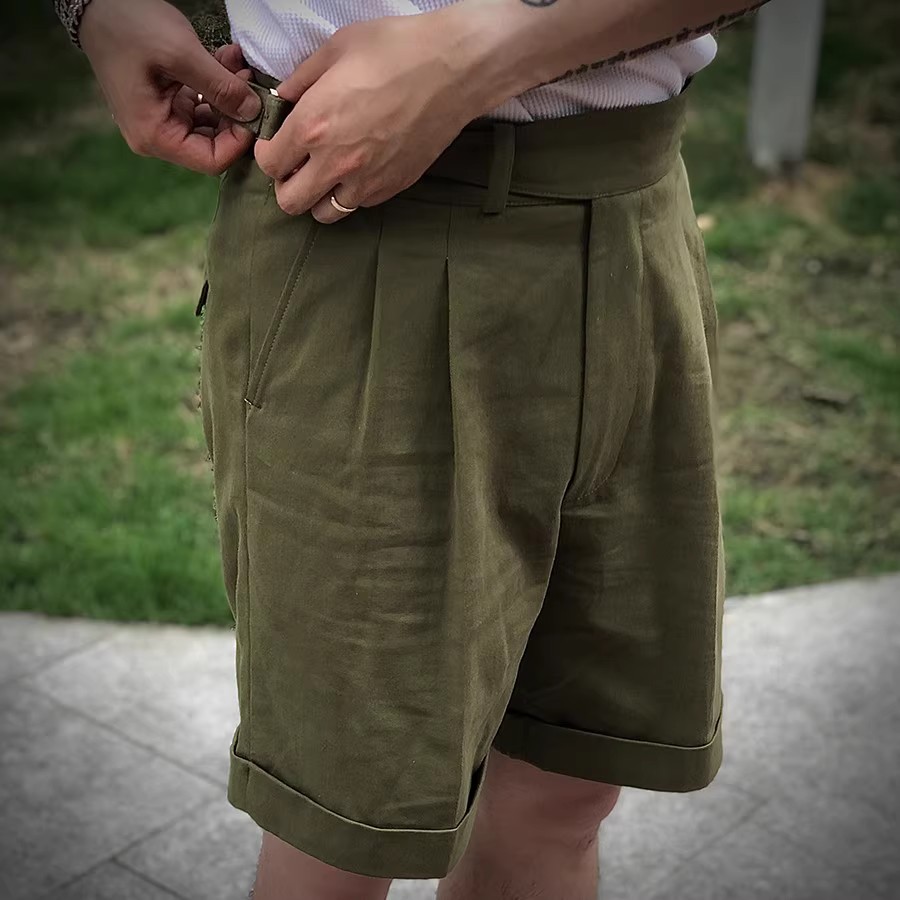 High Waist Men's Classic Overalls Summer Trousers with Logo in Vintage Cotton Material