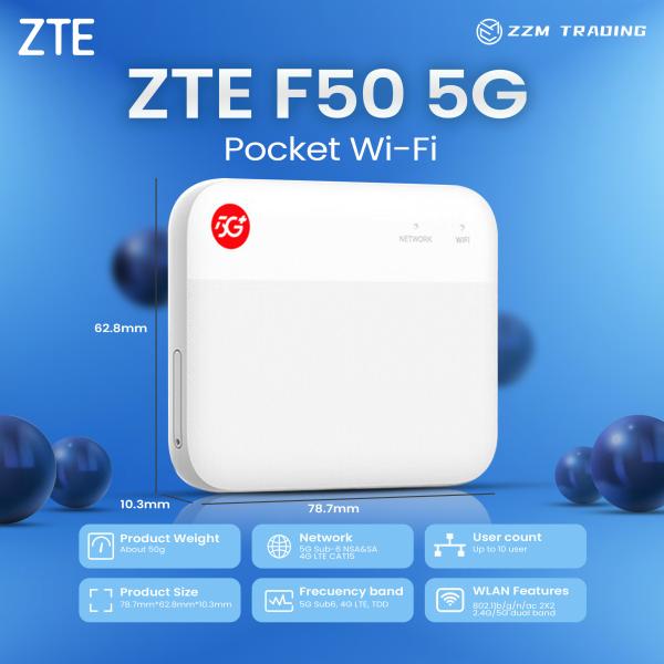 Original New Unlocked ZTE F50 5G Router Pocket WiFi 1.6Gbps SA/NSA 5G Mobile