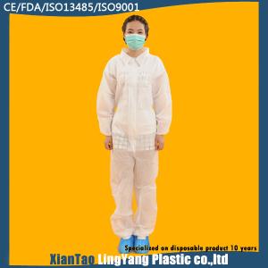 Quality Water Resistant Non Woven Coverall Disposable White Suits With Collar wholesale