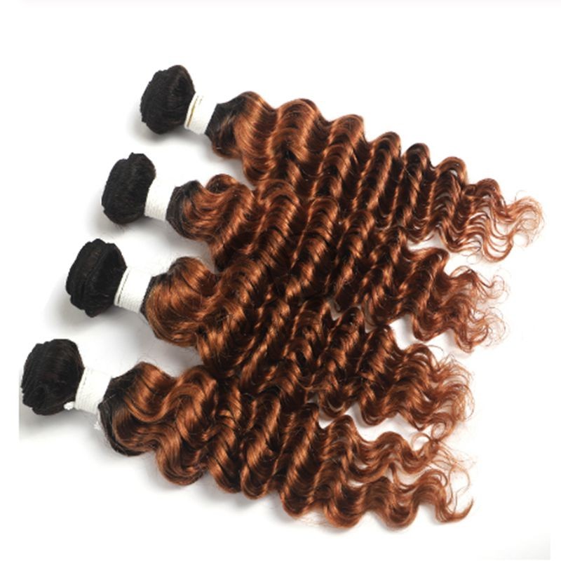 #T1B/30 Deep Wave Remy Human Hair Bundles Sew In Weave Bundles Brazilian Bundle Deals