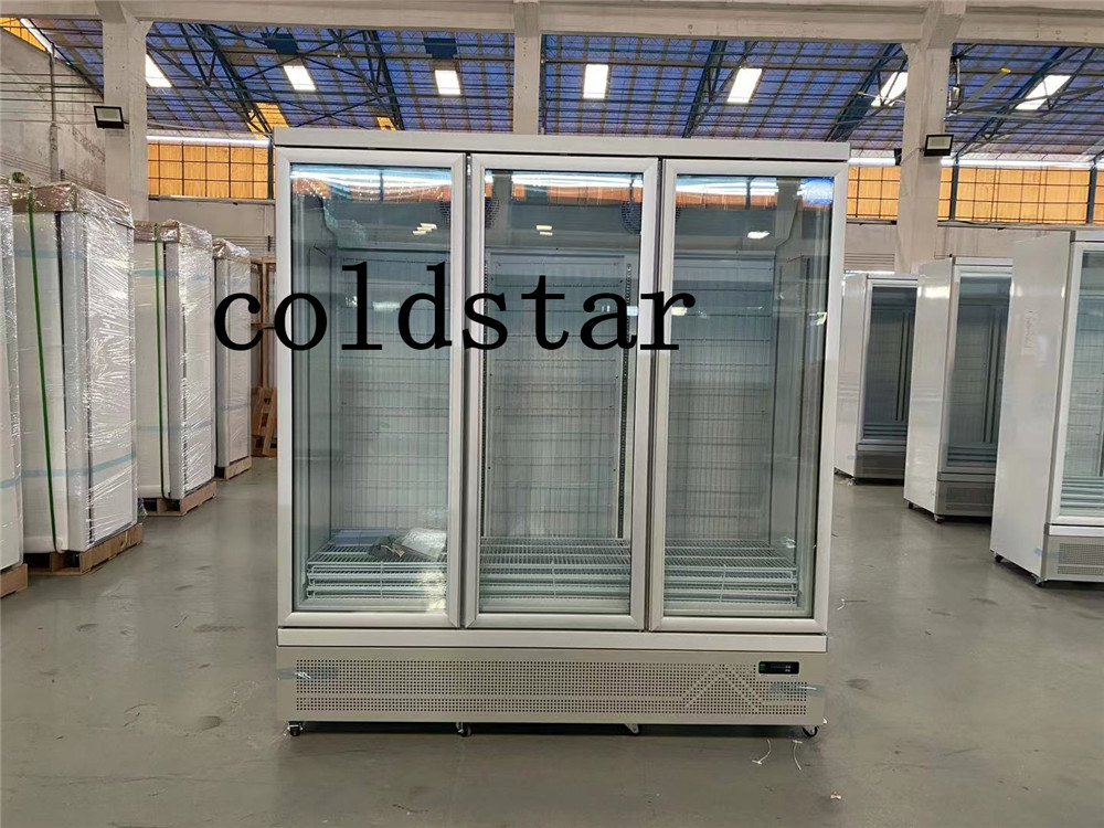 Embraco Compressor R290 Soft Drink Display Fridge 1500L Glass Door Refrigerator Showcase
