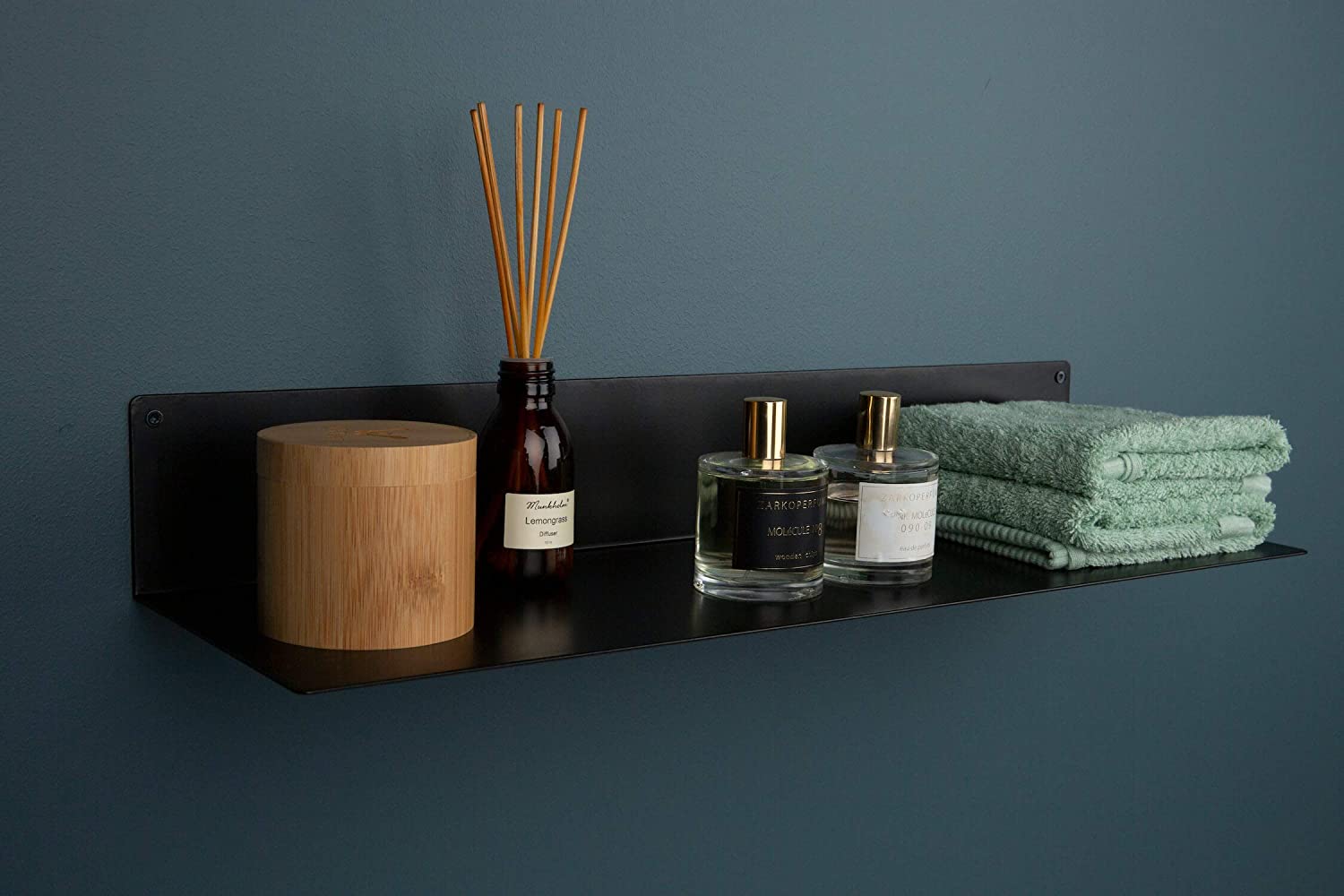 Black Wall Mounted Single-side Bracket Shelves Rack Storage Display Stand for Bathroom