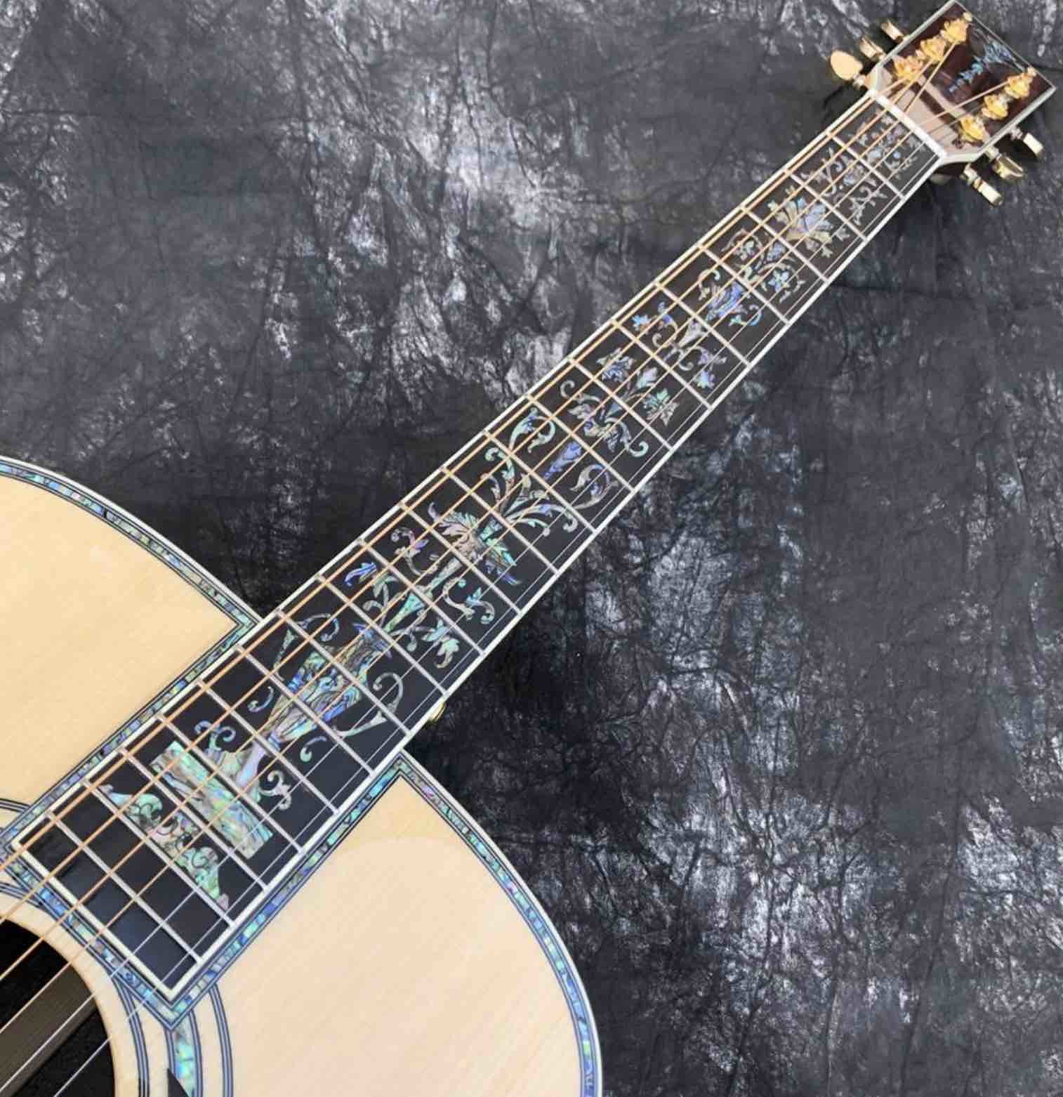 D style 41 inch solid spruce deluxe Abalone inlay acoustic guitar