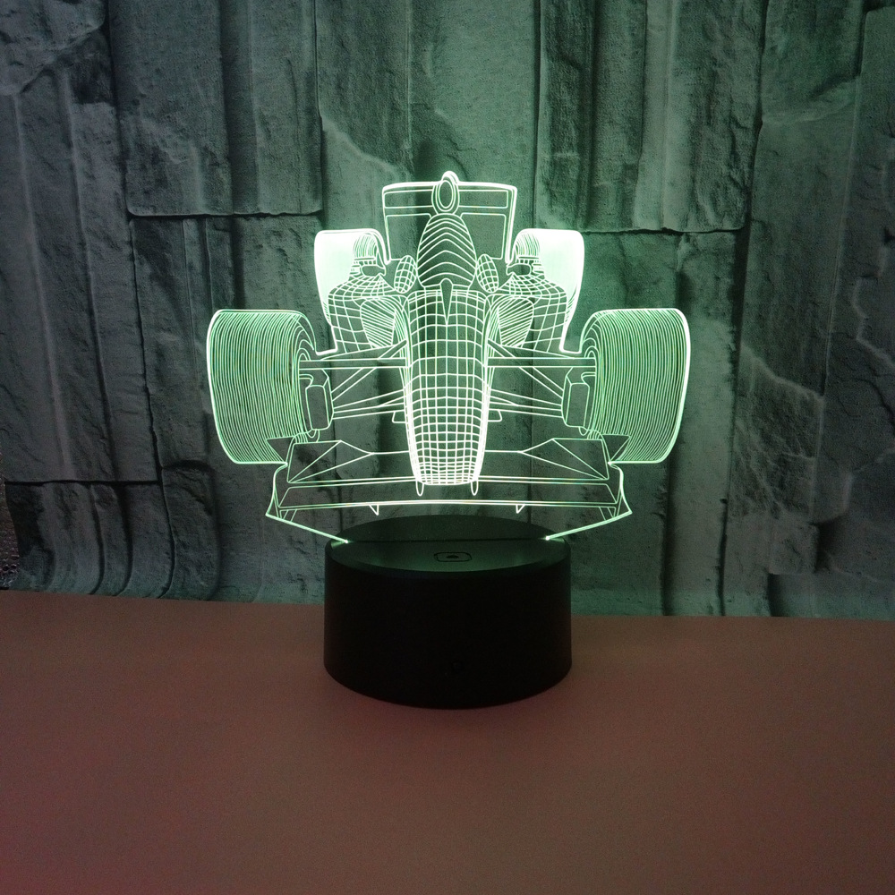 Racing F1 car colorful 3D night light custom OEM sign logo Touch remote control decorative small table lamp