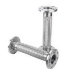 Flexible Metal Corrugated Pipe with Flange Connection Silver Stainless Steel 304