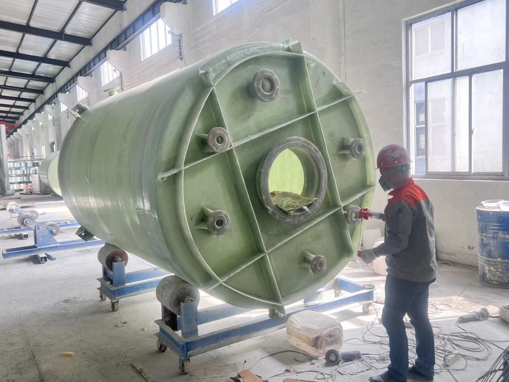 Chemistry Green Frp Storage Tank Easy Installation 3600mm*10130mm