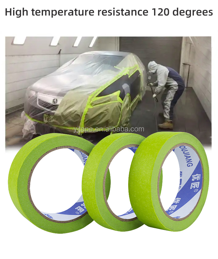 High Temperature Automotive Painters Masking Tape UV Resistant Crepe Paper No Residue