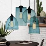 American single head E27 blue glass pendant simple personality Nordic bar light